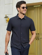 Imagen 2 de 6 de Camisa Slim Strech Manga Corta Antirrugas Hombre Casey Kevin