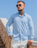 Imagen 9 de 10 de Camisa Vestir Slim Fit Hombre Bambú Antiarrugas Casey Kevin