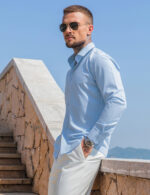 Imagen 4 de 10 de Camisa Vestir Slim Fit Hombre Bambú Antiarrugas Casey Kevin