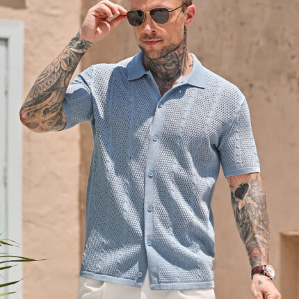 Imagen 1 de 6 de Camisa Casual De Malla De Punto Para Hombre Casey Kevin