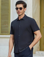 Imagen 3 de 6 de Camisa Slim Strech Manga Corta Antirrugas Hombre Casey Kevin