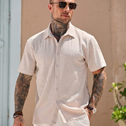 Imagen 1 de 8 de Camisa De Manga Corta Para Hombre Casual Texture Casey Kevin