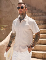 Imagen 4 de 8 de Camisa De Manga Corta Para Hombre Casual Texture Casey Kevin