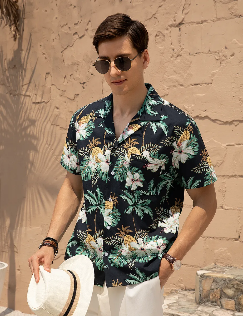 Camisa Aloha Manga Corta Algodon para Hombre de Nuens