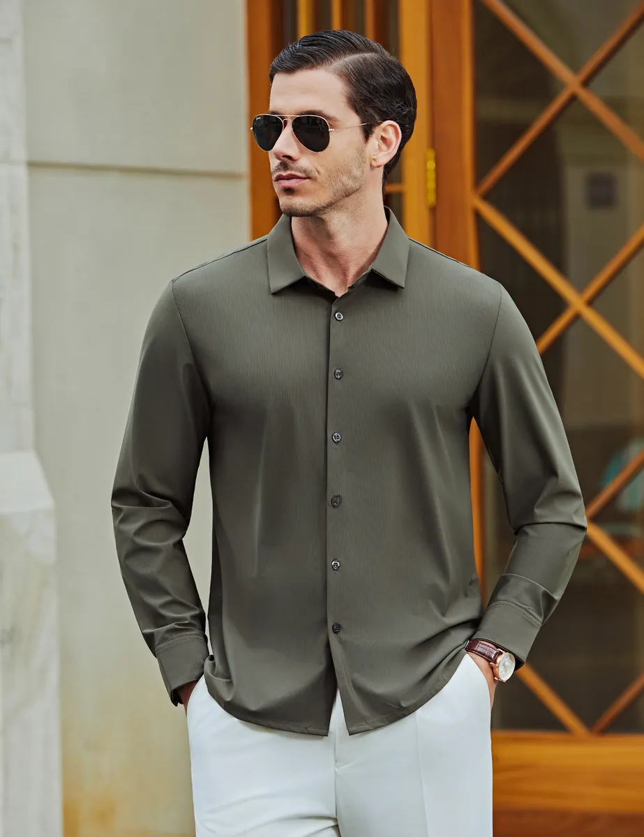 Camisa Vestir Slim Fit Strech Manga Larga para Hombre de Nuens